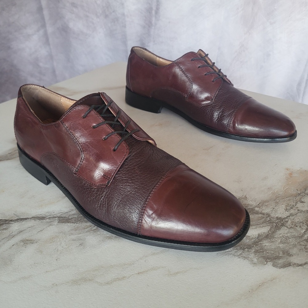 Pronto Uomo Firenze Cap Toe Smooth & Tumbled Leather Cordovan Color Size 12 M